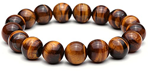 Lion&Son Gaia Armband - Tigerauge Herren Men Schwarz Natur Perlen Schmuck Vintage Rock Bracelet Fashion Onyx Matt Lava, Farbe:Brown