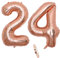 2 Luftballons Zahl 24, Nummer 24 Luftballon Rosegold Mädchen,40 Aufblasbar Helium Folienballon Roségold Ballons Figuren,Riesen ballon für Geburtstag Party Dekoration, Abschlussball (xxxl 100cm)
