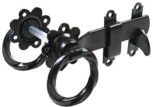 Twisted Ring Garden Gate Latch in Black Antique Finish
