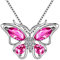 Aurora Tears 925 Sterling Silver Crystal Butterfly Necklaces July Birthstone Red Ruby Animals Pendant Jewelry Gifts for Women and Girls DP0013R