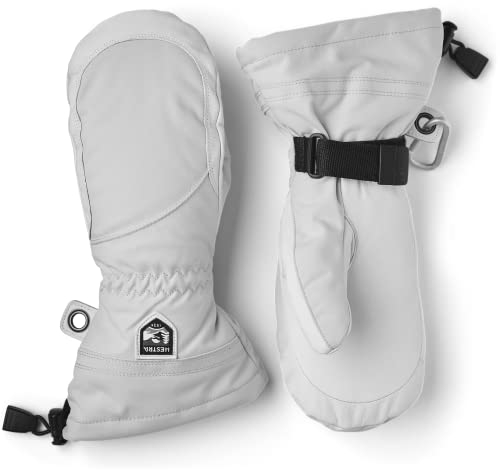 Hestra Heli Skihandschuhe Damen Klassische Leder Schnee Fäustlinge Skihandschuhe Skihandschuhe für Skifahren Snowboarden Bergsteigen Weibliche Passform Hellgrau Off White Größe 8