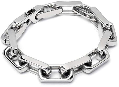 Schmuck-Checker Großes XL Herren Ankerketten-Armband aus 316L Edelstahl silber poliert Männer Geschenk Bikerschmuck
