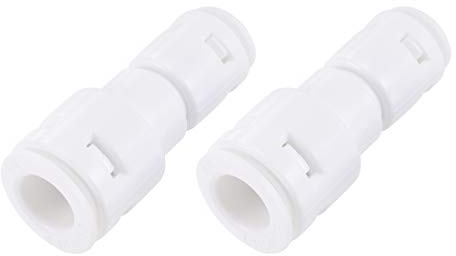 sourcing map 2 Stück Schnellanschluss 1/4 bis 3/8, gerade Steckanschlüsse für RO Wasseraufbereiter, 43 mm weiß