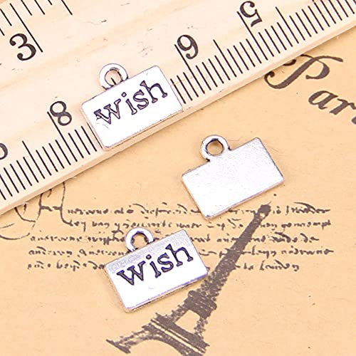 24 Pezzi Piatti con Ciondoli Wish 13X11Mm Ciondolo Antico Gioielli in Argento Tibetano Vintage Fai da Te per Collana Braccialetto