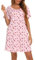 ENJOYNIGHT Chemise de Nuit Femme Manches Courtes Imprimées Robe de Nuit Col Rond Vêtements de Nuit (XX-Large,Coccinelle Rose)