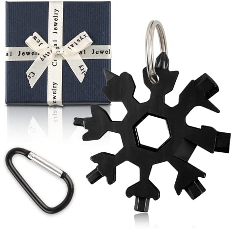 18-in-1 Edelstahl Schneeflocken Multi-Tool, Schneeflocken Multifunktionswerkzeug, Kompakt und Tragbar Schneeflocke Werkzeug für Draussen Abenteuer Camping, Geschenke für Männer, Papa, Mann