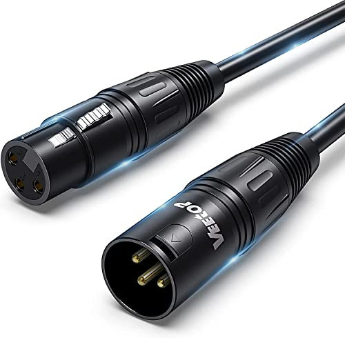 Veetop 1m XLR to XLR Cable, 3 Pin Male to Female Balance Audio XLR Microphone Cable Microphone Extension Cable for PA System,Studio Recorder,Amplifier, Audio Mixer,Speakers System, Audio Recording