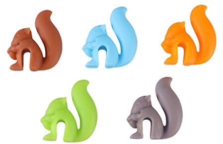 Kichvoe 10 Pcs Silikongetränk Marker Lustige Eichhörnchenform Weinglas Charms Wiederverwendbares Getränkeflaschen Logo Aufkleber Tasse Kennung für Weinproben Party Trinkzubehör