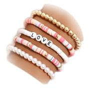 Long tiantian Bracelets Heishi en perles d'argile, bracelets colorés pour femmes, cadeaux de Noël, One Size, Autre, Andere