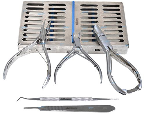 YNR Podiatry Instrument Set 6 Piece Chiropodist Tools Kit with Sterilization Tray Nail Nipper, Blacks File, Diamond Deb Dresser and Scalpel Blade Handle Podiatry Care - Hospital Grade