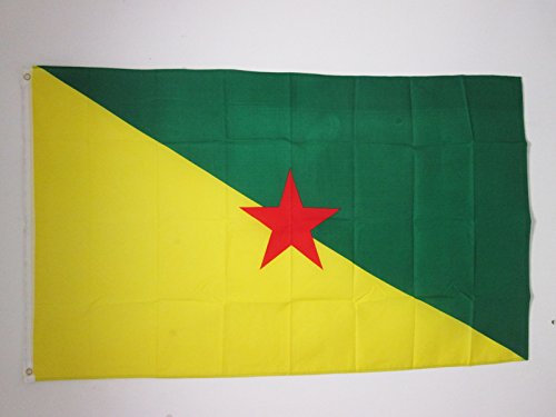AZ FLAG - Drapeau Guyane française - 150x90 cm - Polyester léger - Drapeau Guyanais - France Avec Oeillets Métalliques Intégrés - 80g