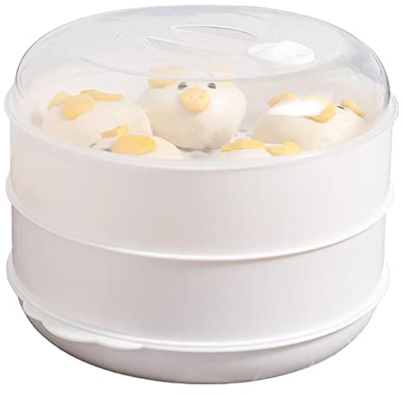 Zceplem 3 Tier Microwave Steamer Cooking Pot for Kitchen, Steamer Basket Dim Sum Steamed Rack, Healthy Cooking Quick Fast