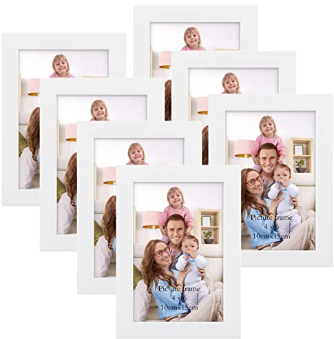 Giftgarden 7 Stück Bilderrahmen Set 10x15 cm für 15x10 Fotos und Bilder, Moderne Weiß Fotorahmen Collage, Wand- oder Tischaufsteller - Geschenk Freund