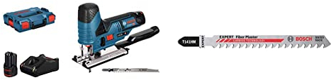 Bosch Professional 12V Akku Stichsäge GST 12V-70 (inkl. 2x Sägeblatt, Akkus & Ladegerät, in L-BOXX) + 3x Expert ‘Fiber Plaster’ T 141 HM Stichsägeblatt (für Faserzement-, Gipskartonplatte, L 100 mm)