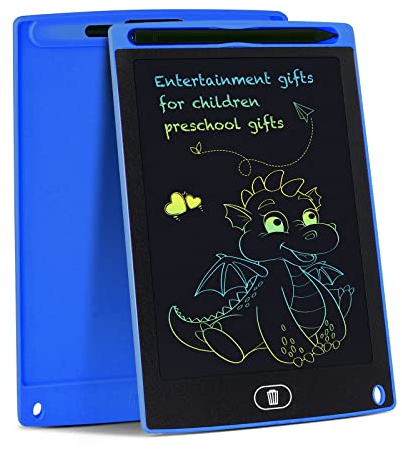 SUNTATOP LCD-Reißbrett 8,5-Zoll-Schreibtafel, Buntes Gekritzelbrett Lernwerkzeug für löschbare Handschriften, Blau