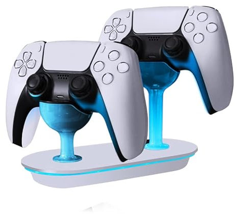 Aokicase Für PS5 multifunktionale Controller Ladestation mit LED, multifunktionale Kühlbasis, Dual Charger Docking Station für PS5 mit Headset-Halter（Schwarz, PS5） HHC-P5010