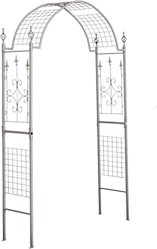 Rose Arch Metal Stable Garden Arch Pergola Trellis with Decoration Weatherproof Trellis 130 x 230 x 40 cm 140 x 230 x 40 cm (Colour: Black, Size: 130 x 230 x 40 cm)