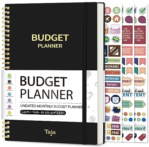 Budget Planner - Monthly Budget Book with Expense Tracker Notebook, Undated Bill Organizer & Finance Planner to Take Control of Your Money, Account Book to Manage Your Finances-Black