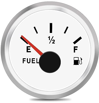 TIKSCIENCE 73-10 ohm Marine Fuel Lever Gauge 2 52mm Universal Boat Fuel Gas Tank Meter 9-32V with Led Backlight Fit for Car Truck Generator Engine, White