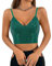 Segreto Damen Glitzer Pailletten Tanktop Ärmellos Spaghettiträger Sexy Crop Top Trägertop Festival Party Club Grün Camisole