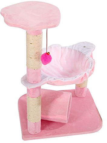 Katzenbaum Haustier Kratzbaum Spielzeug Eigentumswohnung Katze Kletterturm mehrschichtig mit Hängematte Katzenhaus Möbelpfosten for Katzenhaus Kratzbäume (Color : Pink)