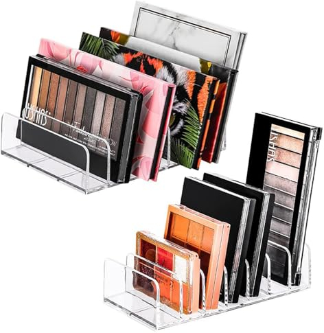 Roysmart 2 Stück Lidschatten Organizer Kosmetik, Acryl Organizer, Schminktisch Organizer mit 7 Fächern, Paletten Organizer Schminke, Make Up Organizer für Lidschatten (Transparent)