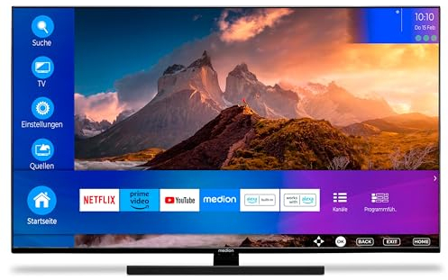 MEDION X15021 (MD 30961) 125,7 cm (50 Zoll) QLED Fernseher (Smart TV, 4K, Dolby Vision HDR, Dolby Atmos, Netflix, Prime Video, PVR, Bluetooth, MEMC, Micro Dimming)