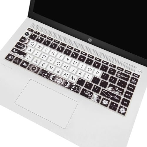 Cute Silicone Keyboard Cover for HP Pavilion x360 14 14-BA/BF/BW/CD/CF/DQ/DK/DH/DS/DF/FQ Series, 14-dk1013dx/dk1003dx/dk0002dx 14-dq1043cl 14-fq0013dx, Sun and Moon