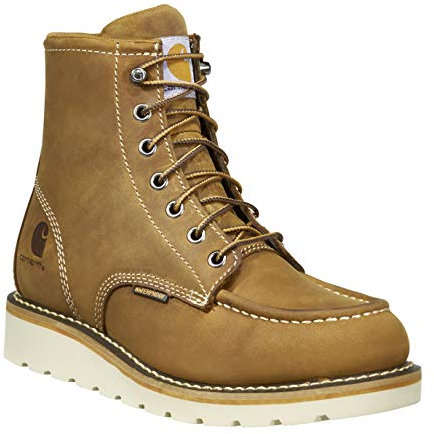 Carhartt Stivali da lavoro da donna impermeabili da 15,2 cm Moc con punta in acciaio e zeppa, Marrone Chiaro Conciato Olio, 8 Wide