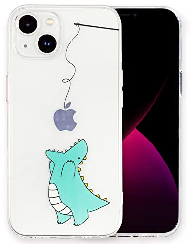 INLOYGEM Handyhülle für iPhone 15 mit Motiv, Stoßfestes Transparentes Weiches TPU Dünne Schutzhülle Silikon Hülle, mit Niedlichem Dinosauriermuster Aufdruck für Apple iPhone 15-Dinosaurier