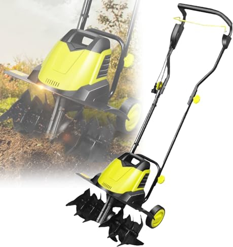 FAcoLL 2400W Electric Garden Rotavator, Cordless Tiller Cultivator with 6 Blades, Tillage Depth 22cm, Plow Width 45cm, Portable Soil Tiller for Lawn,Vegetable Patch