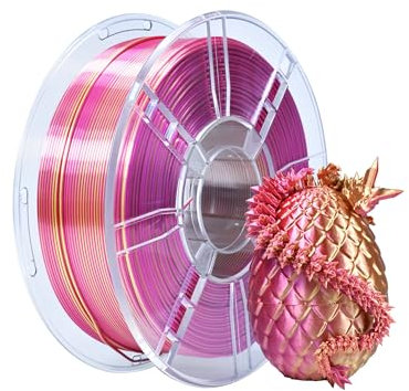 iBOSS Filamento per stampante 3D PLA Plus, filamento PLA+ da 1,75 mm, filamento in seta bicolore con coestrusione, filamento per stampa 3D lucido, 1 kg (2,2 lbs) per stampante 3D FDM, oro rosa