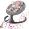 HEMUYT Sdraietta Neonati Elettrica, Dondolo Neonati Elettrico 0-10kg, Altalena Neonato Elettrica Telecomando e Bluetooth, con Cintura di Sicurezza a 5 Punti, 5 Velocità di Oscillazione, 10 Melodie