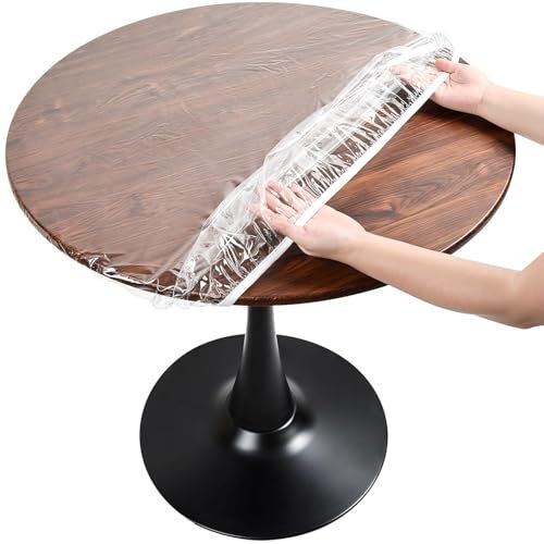 Transparent Tischdecke Rund, Wetterfest Gartentischdecke Rund mit Gummizug, Durchsichtige TPU Plastik Tischdecken, Outdoor Tischdecke für Ihren Tisch (70cm)