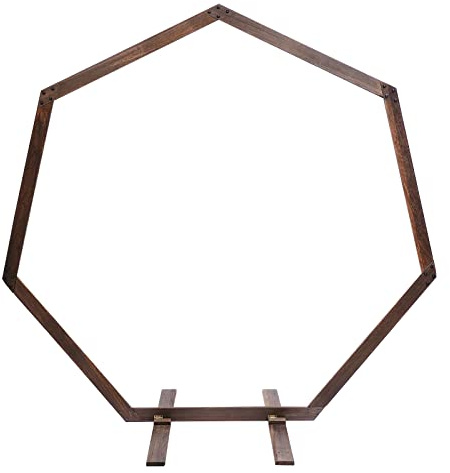 Hochzeitsbogen,Hochzeitsbogen Holz 2.4m,Siebeneckiger Holzbogen Ballon Bogen Traubogen Hochzeit Aus Holz Hexagonal Hochzeit Hintergrund,Für Hochzeiten, Geburtstagsfeiern