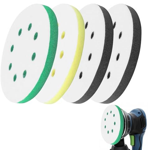 4 PCS 125mm Polishing Pads, Upgraded Foam Sanding Pads for Orbital Sander, Sponge Polishing Buffing Pad Discs for Drill, 8 Holes Soft Orbital Sander Pads Impact Resistant Low Noise