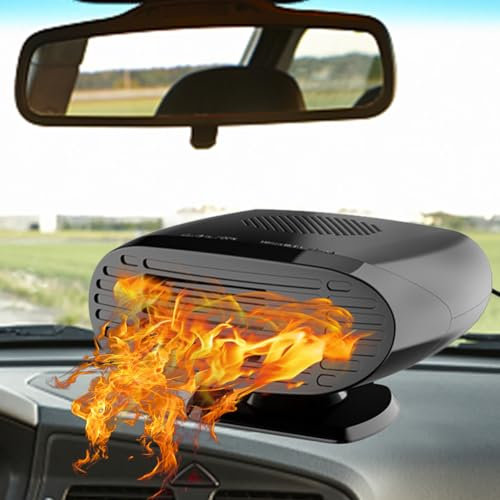 DASIAUTOEM Autoheizung 12V, Heizlüfter Auto 150W, Tragbare Auto Lüfter Heizlüfter, Defogger Ventilator Zusatzheizung mit Zigarettenanzünder Stecker für Windschutzscheibe Defogger 360° Drehbarer