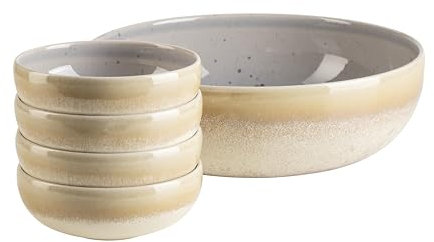 MÄSER, Serie Candy, Schüssel Set bestehend aus 5 Schüsseln; für Müsli, Salate oder Snacks; moderne runde Form, Pastellfarben, hergestellt in Portugal, Steinzeug, Flieder