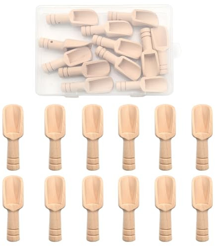 12Pcs Mini Wooden Salt Spoons with Transparent Box Wooden Spoons Small Scoop for Bath Salts Salt Spoons Spices Seasonings