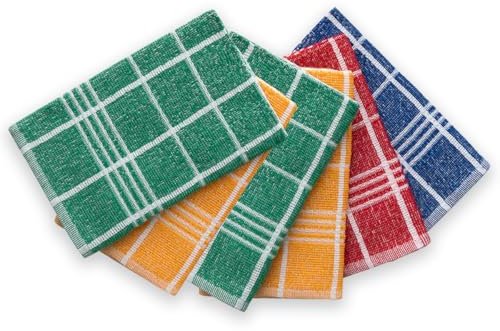 Ichigo Ichie Paños de Cocina, Trapos Cocina 100% Algodón, Toallas de Limpieza de Cocina Suaves y Duraderos con Fuerte Absorción de Agua, Fabricado en España, 50x50cm, Multicolor con Cuadros Rayados