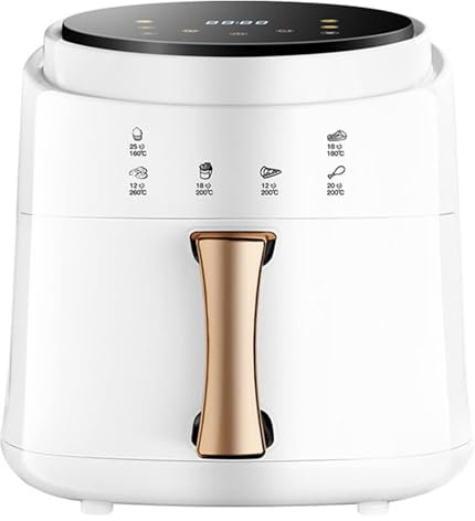 Forno per friggitrici ad aria A circolazione rapida 8L, controllo intelligente, schermo digitale A un tocco, 1400W, paniere antiaderente, funzione temporizzatore A 60 minuti (colore: bianco) [classe e