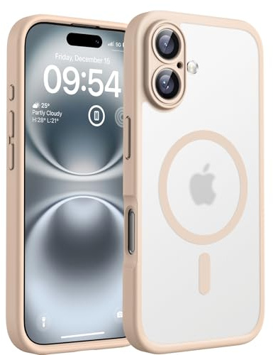 TOCOL für iPhone 16 Plus Hülle, Kompatibel mit MagSafe, Wüstensand | Vollständiger Kameraschutz Handyhülle, Eingebauter Magnetring Case, Militärschutz Stoßfest Kratzfest Haltbarkeit Phone Cover