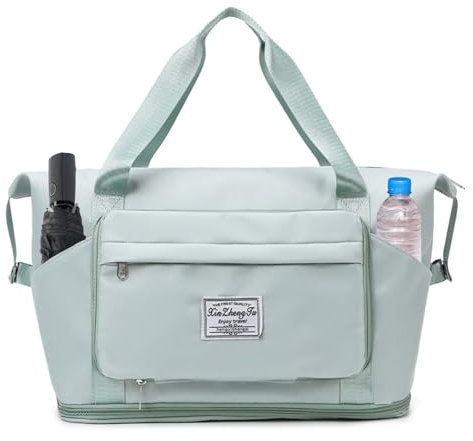 Deedlite Cocoletti Tasche, Cocoletti Reisetasche, Faltbare Reisetasche für Handgepäck, Handgepäck Tasche, Nass und Trockentrennung (Hellgrün)
