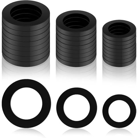 24Pcs Rubber Washers, 12/15/20mm Rubber Tap Washers for Plumbing, 3 Sizes for Plumbing - Ideal for Garden Taps, Shower Hoses & Gas Pipe Sealing