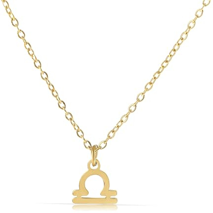 Made by Nami Gold Sternzeichen Halskette Damen aus Chirurgischem Edelstahl 40 + 5 cm Sternzeichen Kette Gold Hypoallergen und Wasserfest Spiritueller Schmuck