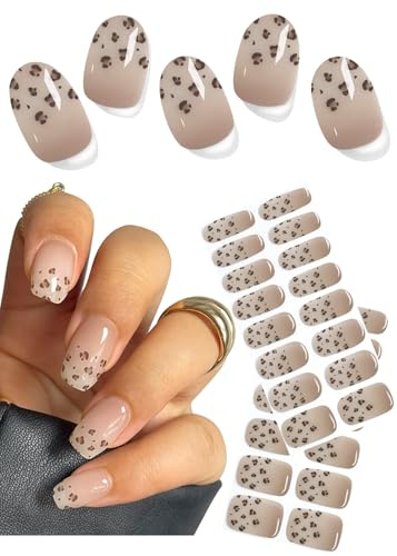 UV Nagelfolien Selbstklebend,30pcs Leopard Französisch Gel Nagelfolie für Nagel DIY zu Hause