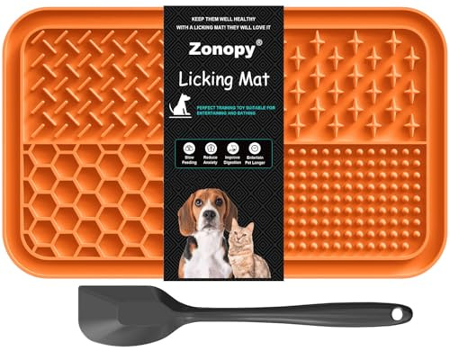 Zonopy Licking Mat for Dogs & Cats with Suction Cups, 1 Pack Dog Slow Feeder Lick Pat for Anxiety Relief, Dog Toys Feeding Mat for Butter Yogurt Peanut, Pets Bathing Grooming Training Mat
