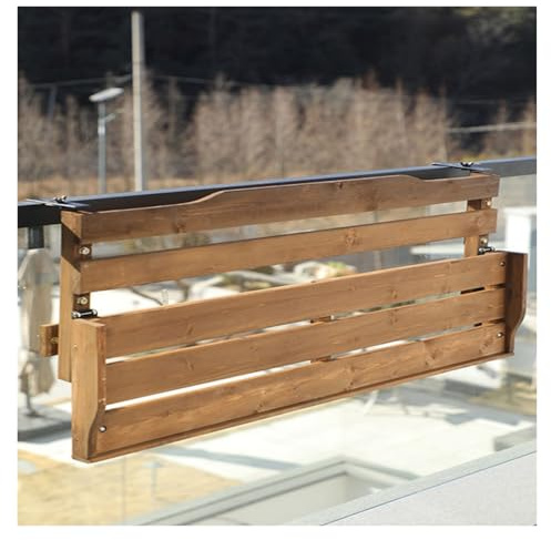 WXPGFEQ Klappbarer Balkontisch – Platzsparender Wandschreibtisch für drinnen und draußen, für Geländer, Terrasse, Garten – Kompakter, brauner Klapptisch (24 x 120 cm)