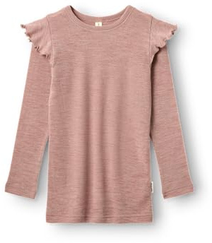 Dilling Kinder Mädchen Langarmshirt Bio-Merinowolle Rüschen Baselayer Unterwäsche temperaturregulierend