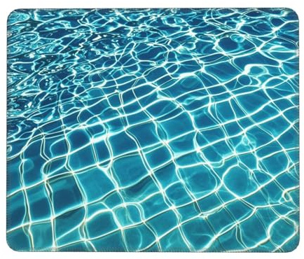 COWMGHLDFL Mauspad, blaues Aqua-Pool-Wasser-Mauspad für kabellose Maus, Computer-Tastatur-Matten mit rutschfestem Gummi, Gaming-Schreibtischunterlage, quadratisch, Schreibtischunterlage für Büro